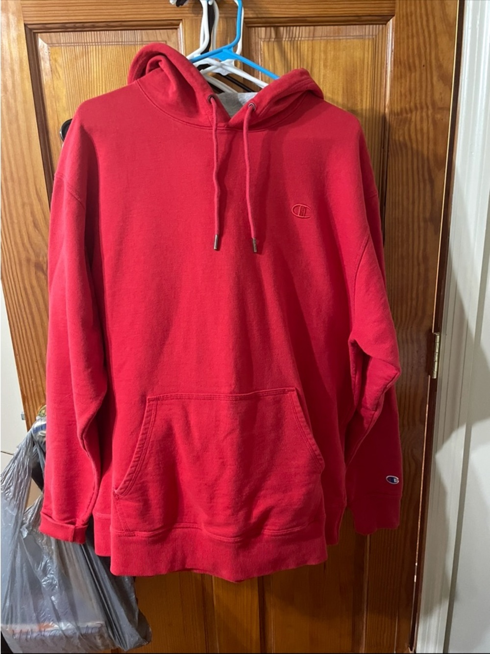 Champion Red Pullover Hoodie with Small Logo